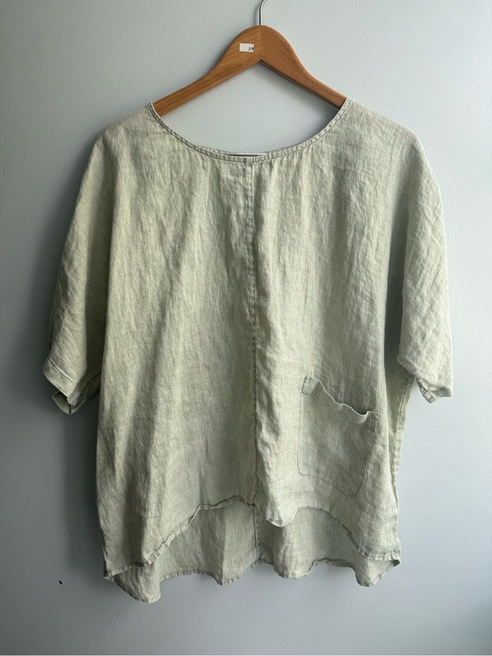Pure J Jill 100% Linen Short-Sleeve Top in Light Sage